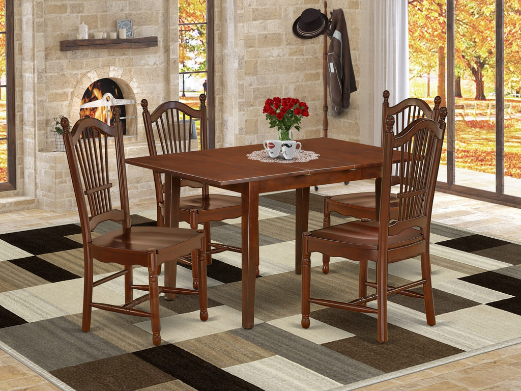 NODO5-6OT-J 5-Piece Dining Ensemble with Expansive Table & Wood Chairs for Elegant Spaces