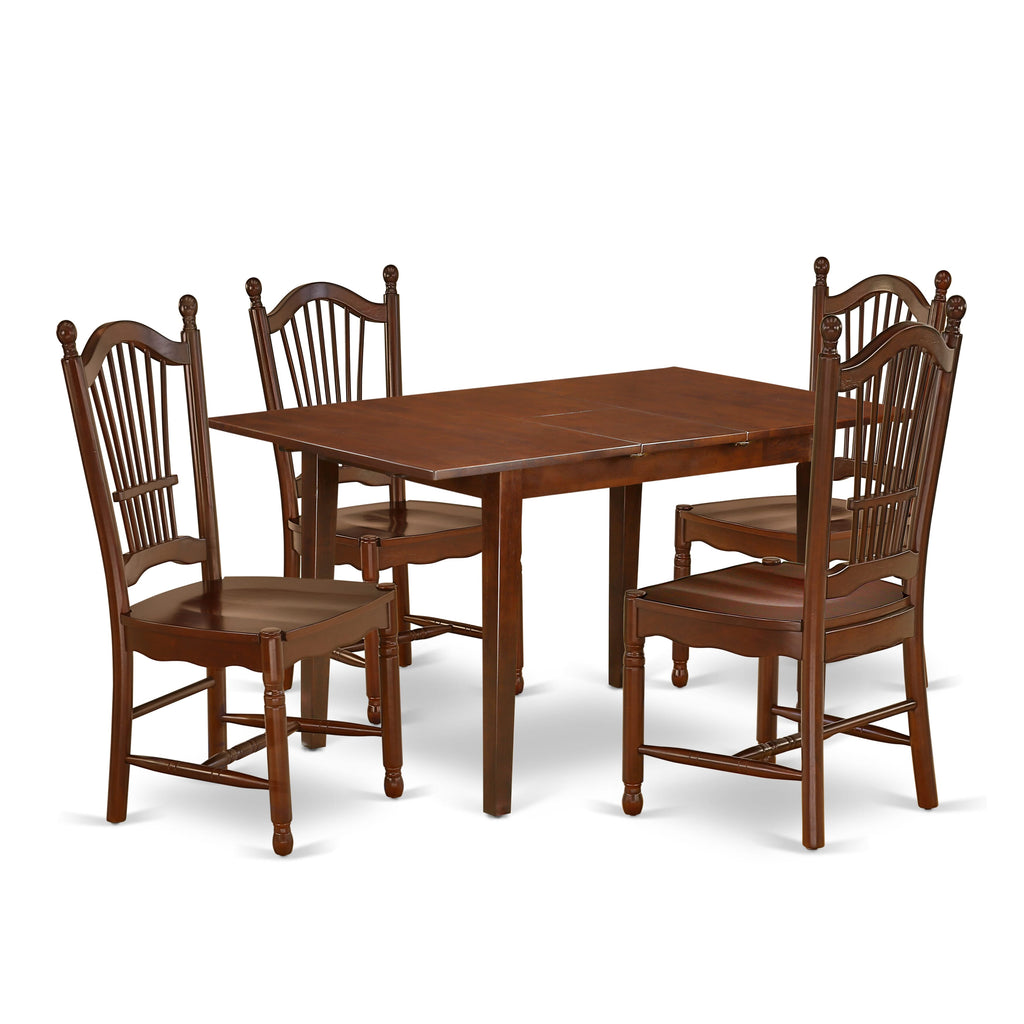 NODO5-6OT-J 5-Piece Dining Ensemble with Expansive Table & Wood Chairs for Elegant Spaces