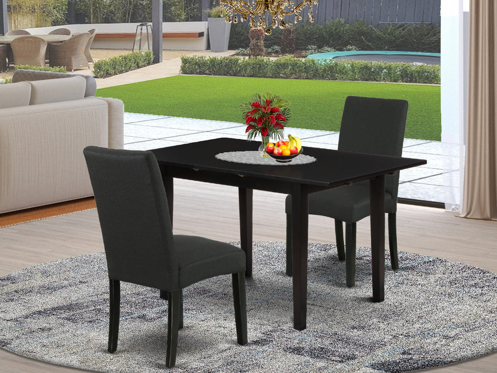 Set NODR3-H3Z-KJ 3-Piece Dining Ensemble with Butterfly Leaf Table & Parson Chairs