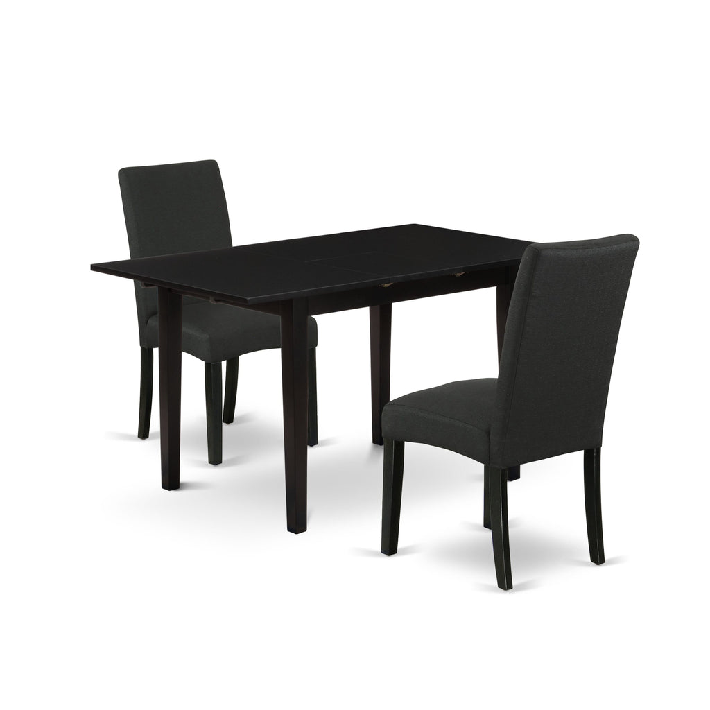 Set NODR3-H3Z-KJ 3-Piece Dining Ensemble with Butterfly Leaf Table & Parson Chairs