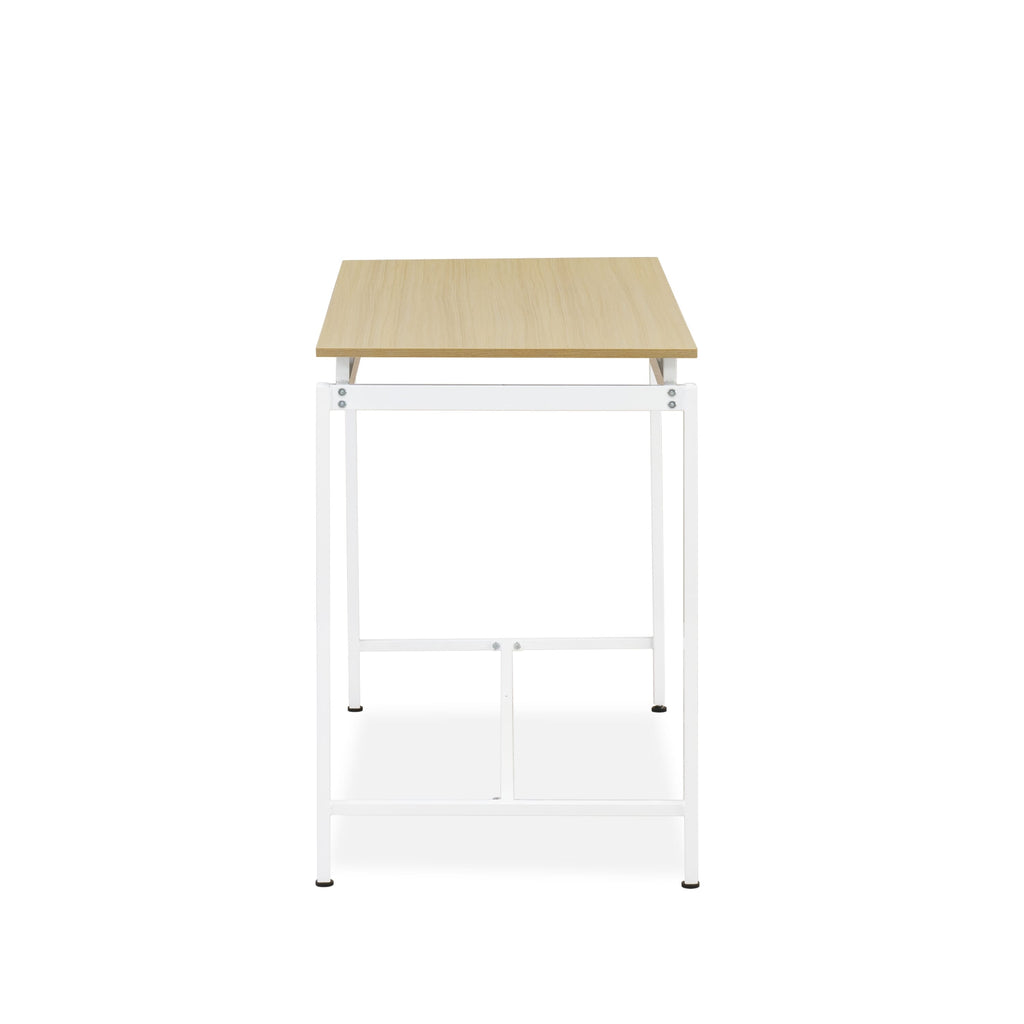 NODSWMO 5-Piece Counter Dining Ensemble with Rectangle Table & 4 White Backless Stools