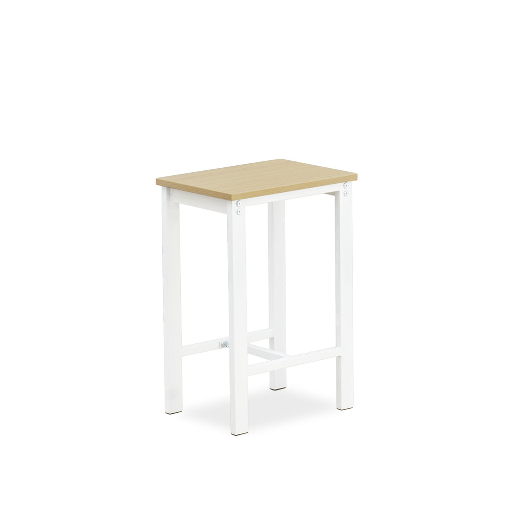 NODSWMO 5-Piece Counter Dining Ensemble with Rectangle Table & 4 White Backless Stools