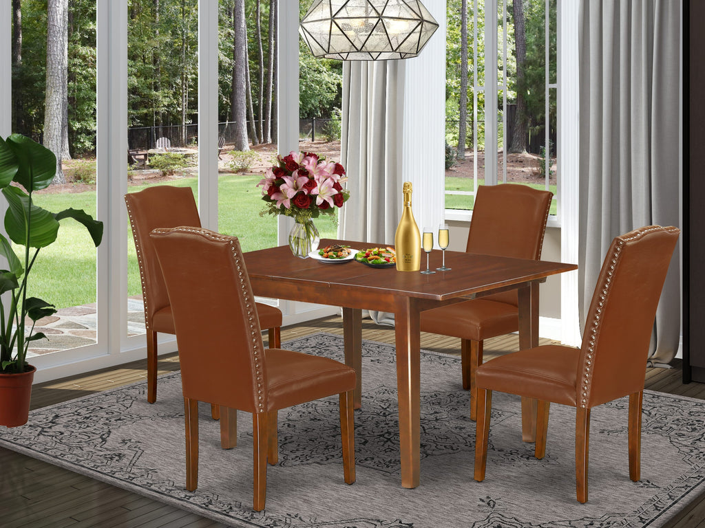 NOEN5-QJ5-5N 5-Piece Dining Ensemble with Extension Top and Luxe Seating, Mahogany Finish