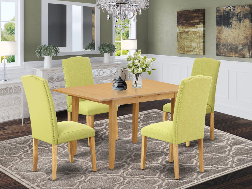 NOEN5-MCM-TA Modern 5-Piece Dining Set, Expanding Table & Limelight Suede Chairs