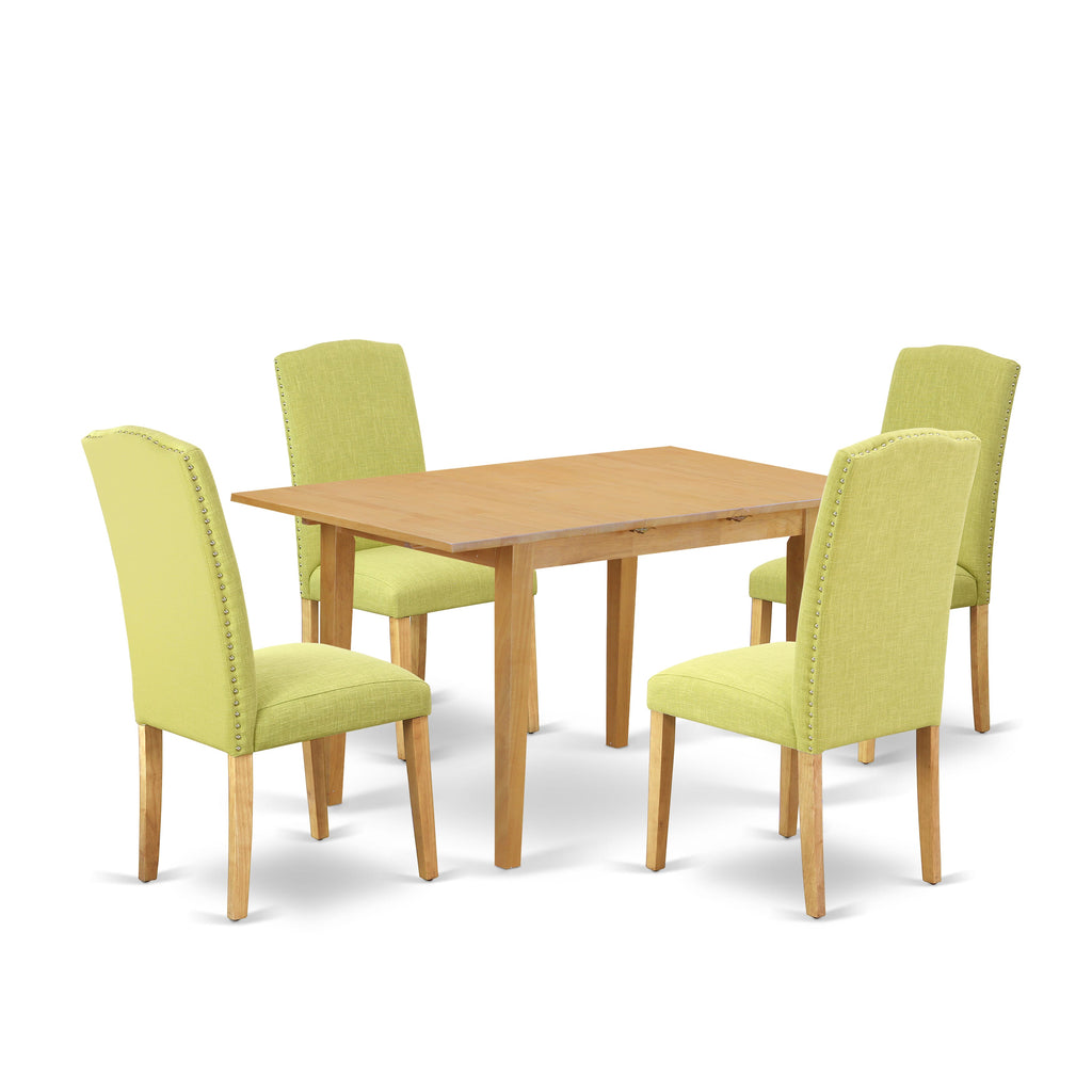 NOEN5-MCM-TA Modern 5-Piece Dining Set, Expanding Table & Limelight Suede Chairs