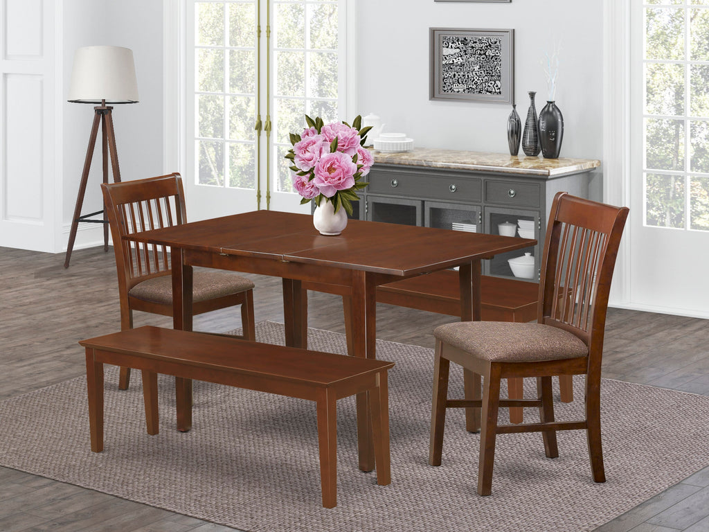 NOFK5J-61A-S Majestic Mahogany Dining Set with Table, Chairs & Benches for Spacious Dining Room Setup