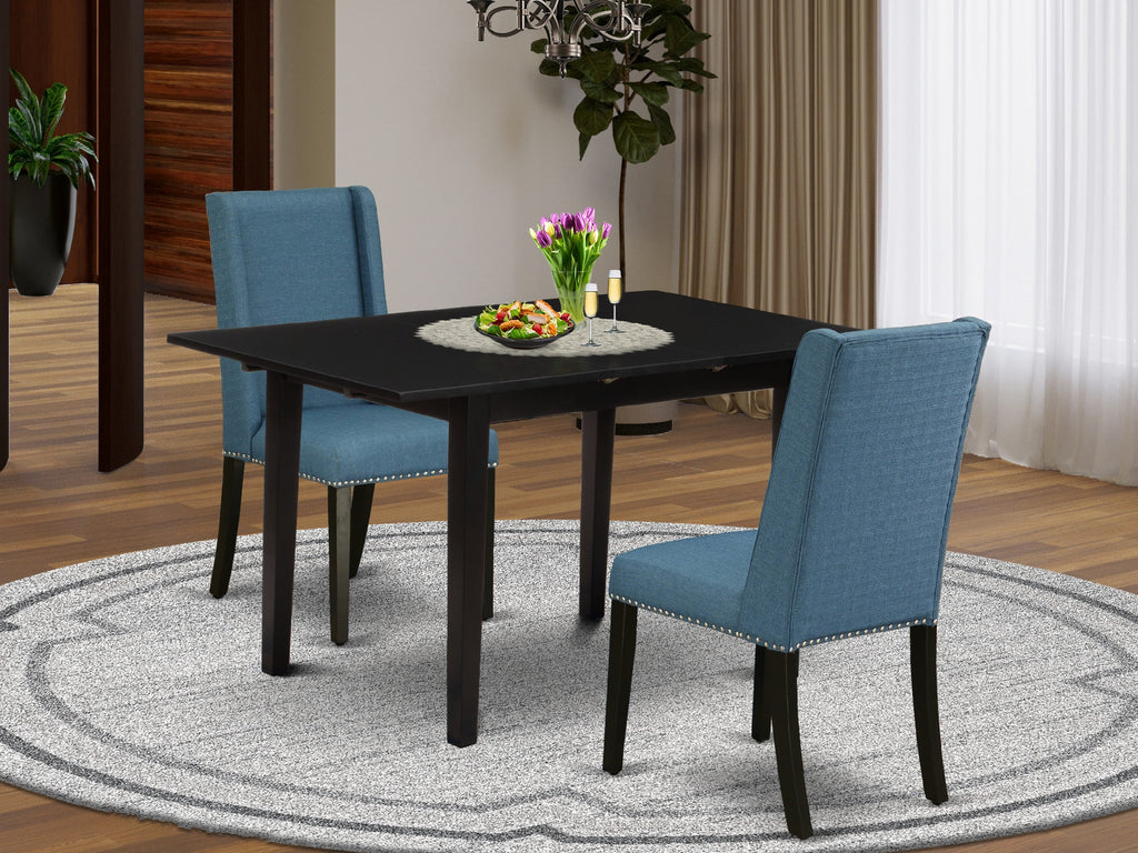 NOFL3-1E3-AF Contemporary Dining Set with Adjustable Table and Two Upholstered Chairs