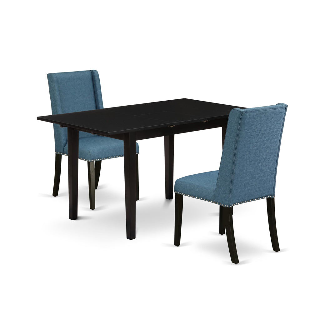 NOFL3-1E3-AF Contemporary Dining Set with Adjustable Table and Two Upholstered Chairs