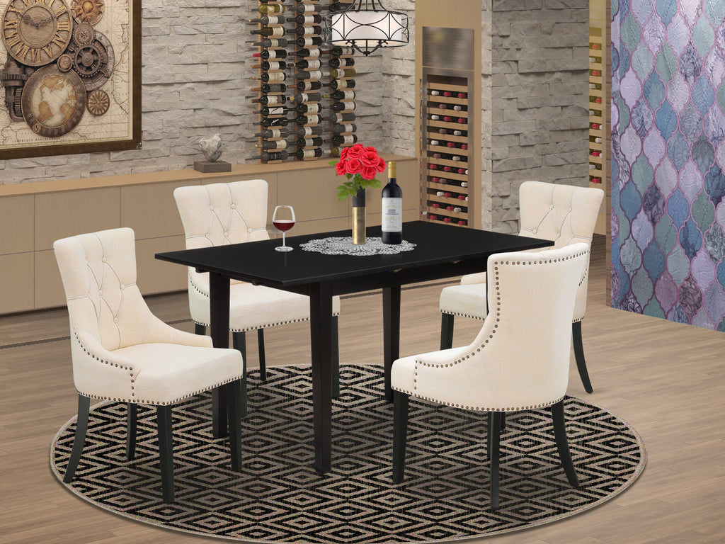 NOFR5-LCN-FD 5-Piece Dining Set Expandable Table & Cushion Seats in Black, 32x54