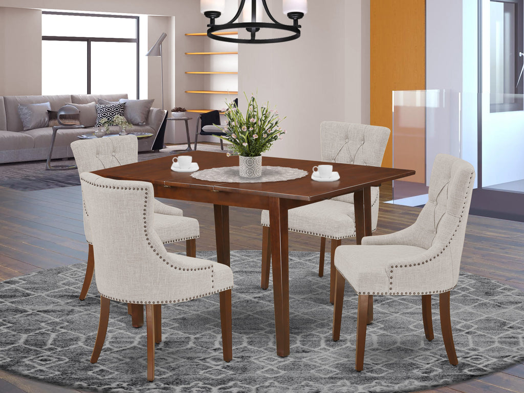 NOFR5-TLS-PJ 5-Piece Dining Set with Extendable Table & Parson Chairs, 32x54, in Rich Wood Tone