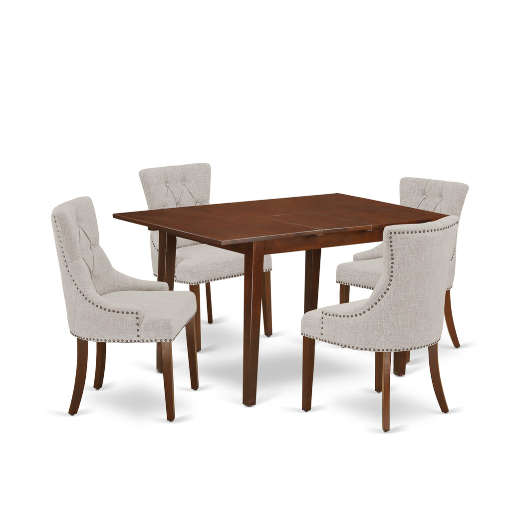 NOFR5-TLS-PJ 5-Piece Dining Set with Extendable Table & Parson Chairs, 32x54, in Rich Wood Tone