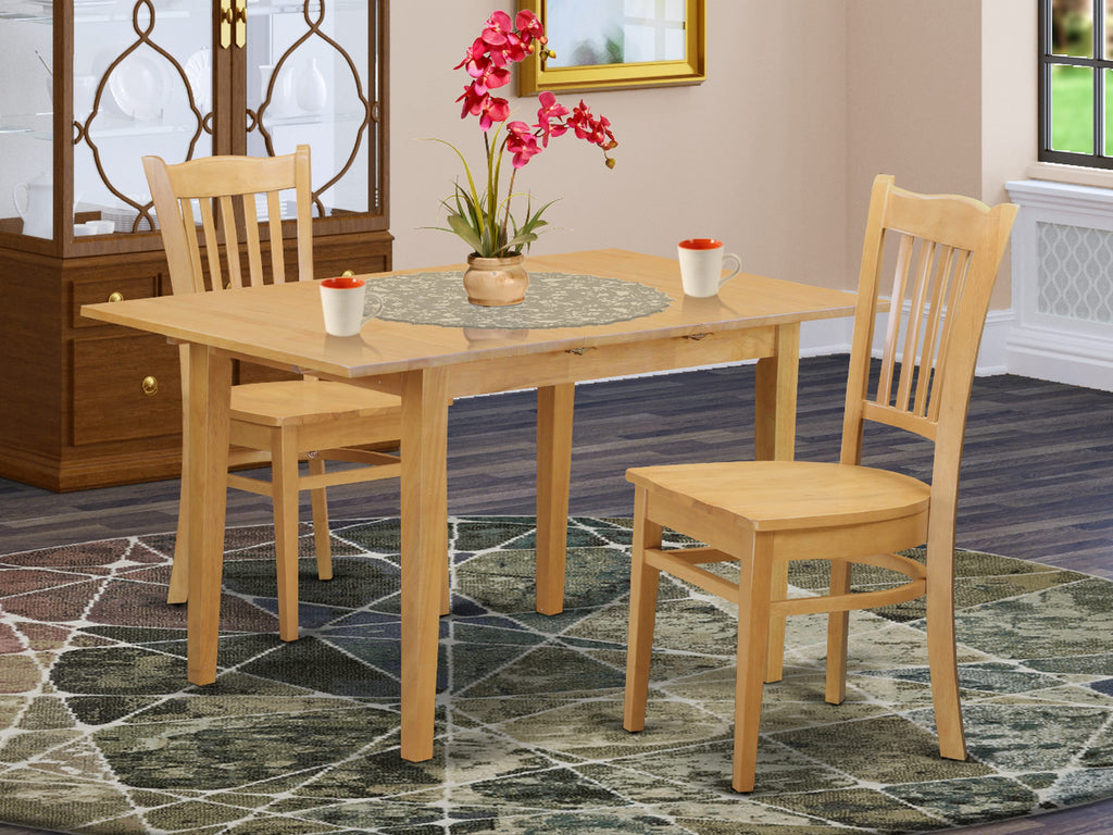 NOGR3-GDQ-9 - 3-Piece Dining Set with Rectangle Table & Butterfly Leaf plus 2 Chairs, 32x54 in Oak