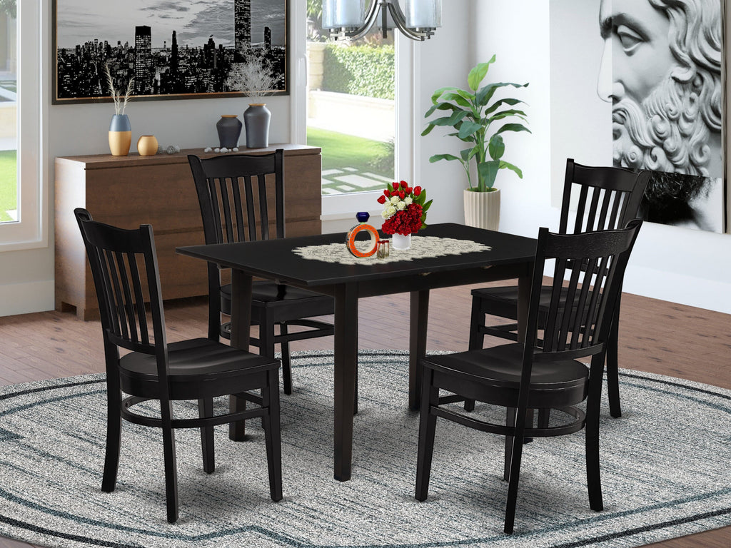 Modern NOGR5-43E-K 5-Piece Dining Ensemble with Rectangular Table and Chairs in Sleek Black, 32x54 Inch