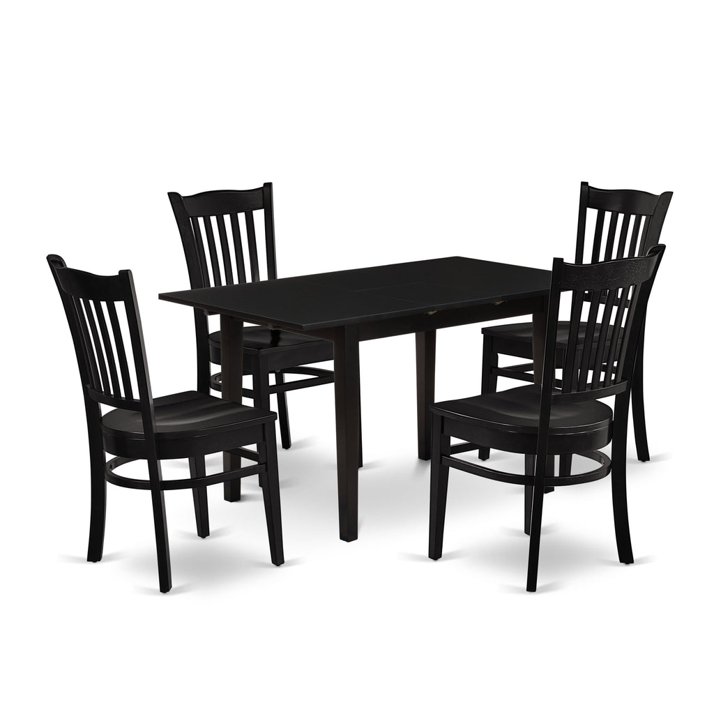 Modern NOGR5-43E-K 5-Piece Dining Ensemble with Rectangular Table and Chairs in Sleek Black, 32x54 Inch