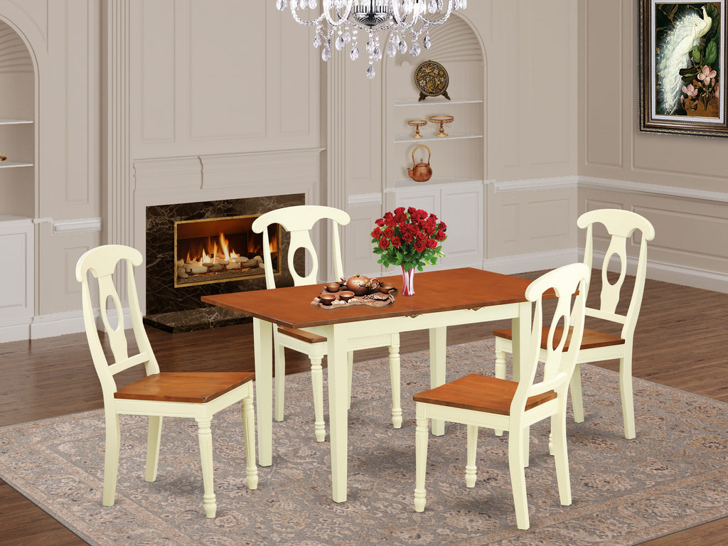 NOKE5-NYH-1 5-Piece Set with Butterfly Extension Table, 4 Chairs, Buttermilk & Cherry 32x54 Ensemble
