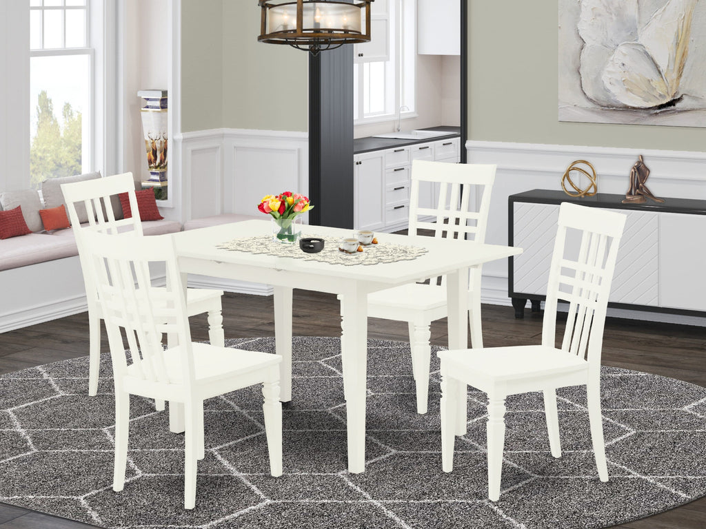 NOLG5-VI0-0 Dining Ensemble 5-Piece Set with Extendable Table & Chairs, White Finish