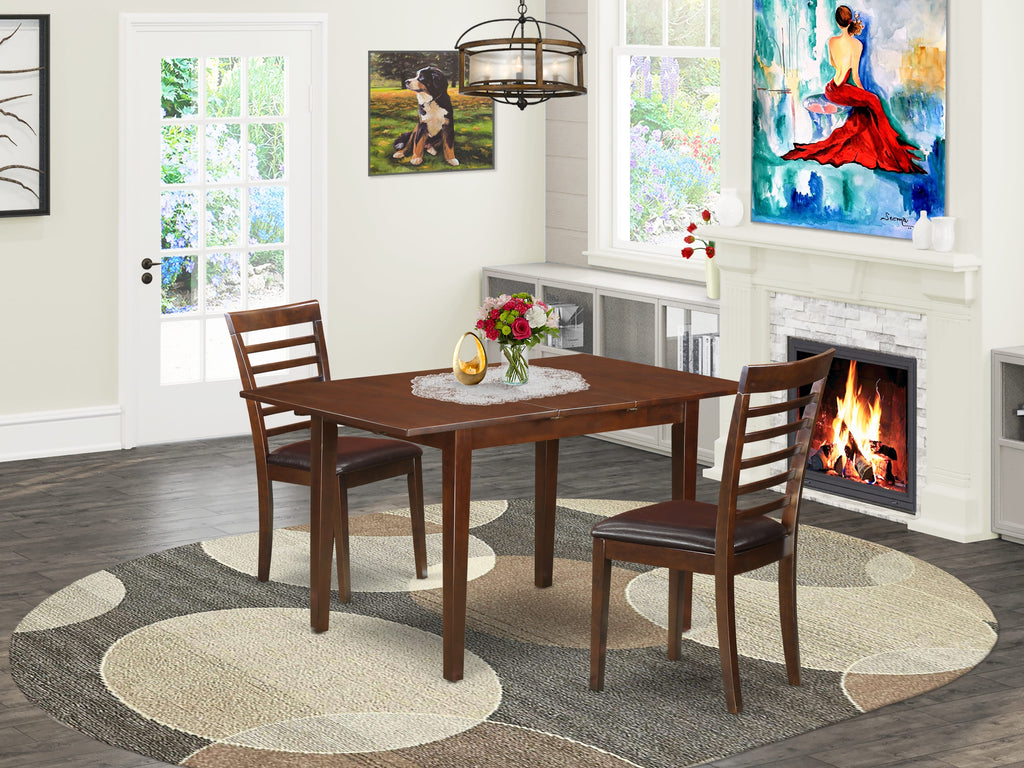 Transform Your Dining NOML3-PBD-RE, 3-Piece Set with Expandable Table and Stylish Seating