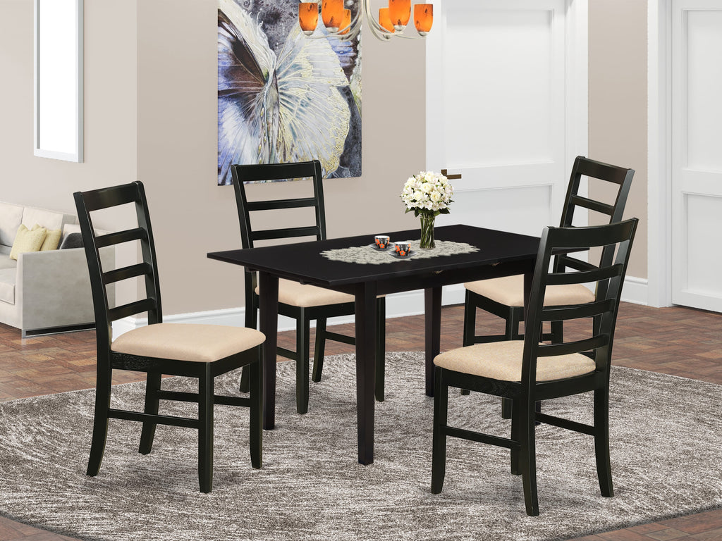 NOPF5-85I-U 5-Piece Dining Set Expandable Table & 4 Upholstered Chairs for Stylish Dining, 32x54