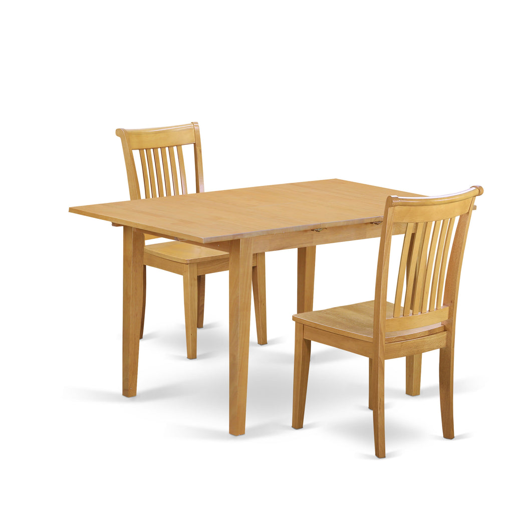 NOPO3-AYQ-V Elegant Oak Dining Ensemble Expandable Table with Butterfly Leaf and Two Comfortable Chairs, 32x54