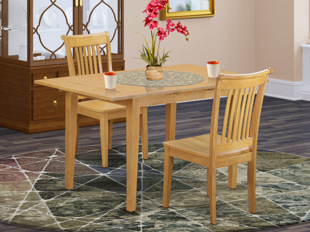 NOPO3-AYQ-V Elegant Oak Dining Ensemble Expandable Table with Butterfly Leaf and Two Comfortable Chairs, 32x54