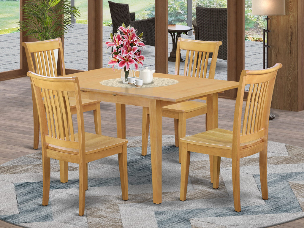 NOPO5-4NS-M Sophisticated 5-Piece Dining Set with Rectangular Table & 4 Chairs, Oak Finish