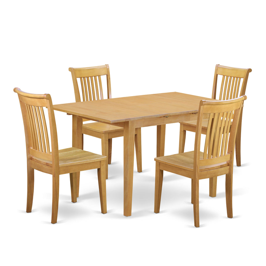 NOPO5-4NS-M Sophisticated 5-Piece Dining Set with Rectangular Table & 4 Chairs, Oak Finish