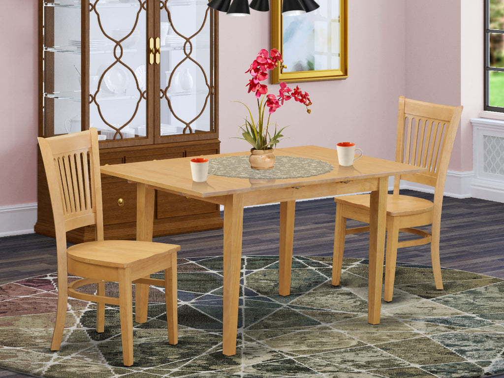 NOVA3-J Set of 3 Dining Furniture for Cozy Spaces with Rectangular Table and Butterfly Leaf