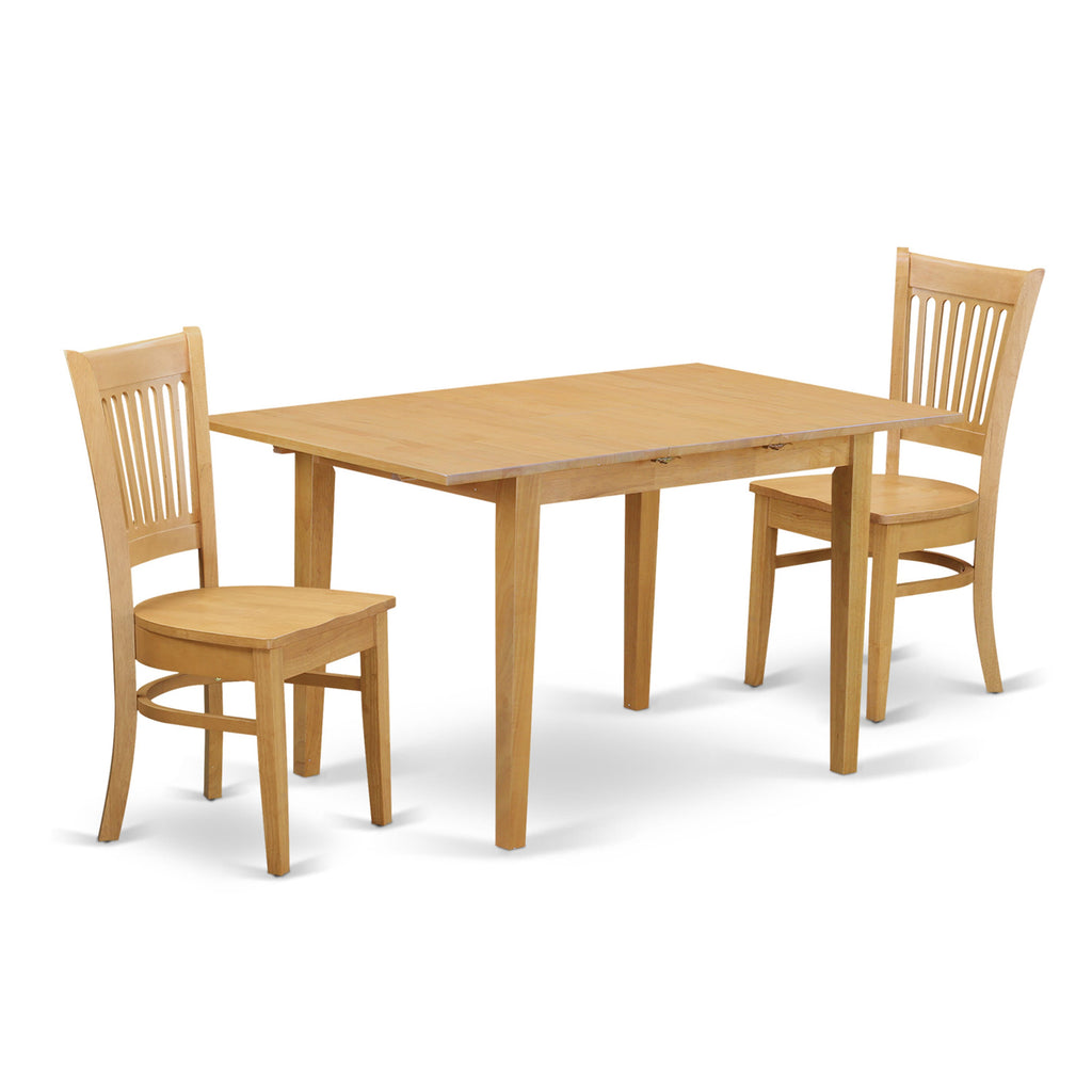 NOVA3-J Set of 3 Dining Furniture for Cozy Spaces with Rectangular Table and Butterfly Leaf