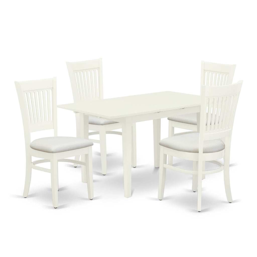 NOVA5-03B-8 Cozy 5-Piece Dining Set with Rectangle Table & 4 Cushioned Seats, Extendable Butterfly Leaf