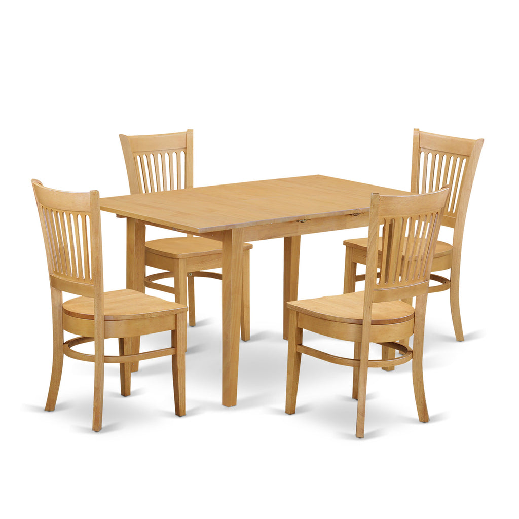 NOVA5-NIC-U Sophisticated 5-Piece Dining Ensemble Featuring Rectangular Butterfly Leaf Table with Chairs, 32x54, in Charming Oak Finish