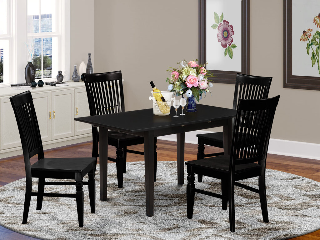 NOWE5-GX5-G 5-Piece Ensemble with Rectangular Table & Butterfly Leaf Plus 4 Chairs, Space-Saver Edition
