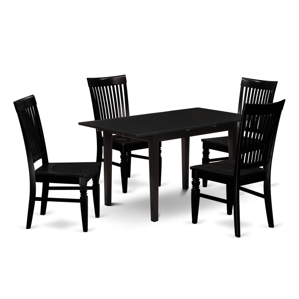NOWE5-GX5-G 5-Piece Ensemble with Rectangular Table & Butterfly Leaf Plus 4 Chairs, Space-Saver Edition