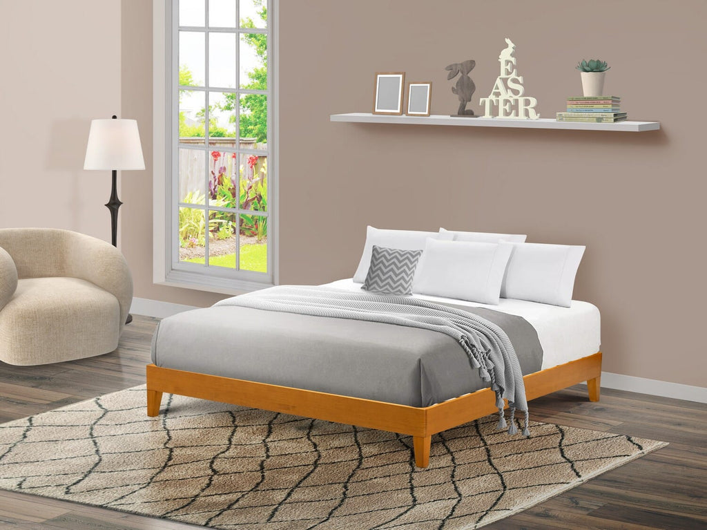Transform Your Bedroom with the NVP-2K-R Oak Finish King Bed Frame Featuring 4 Sturdy Legs Plus 2