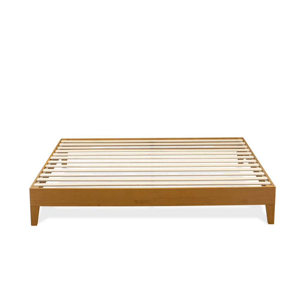 Transform Your Bedroom with the NVP-2K-R Oak Finish King Bed Frame Featuring 4 Sturdy Legs Plus 2