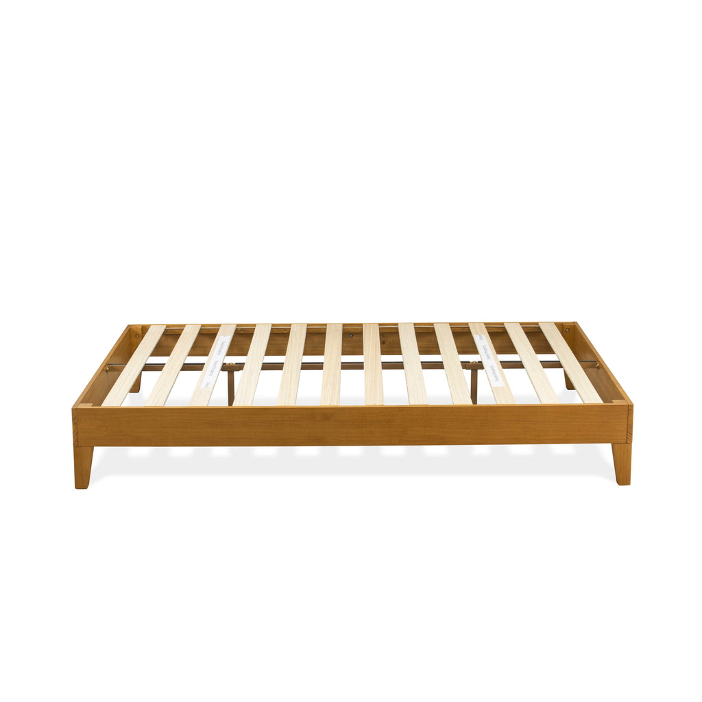 NVP-2O-J Oak Finish Queen Platform Bed Frame with Enhanced Support and 6 Total Legs
