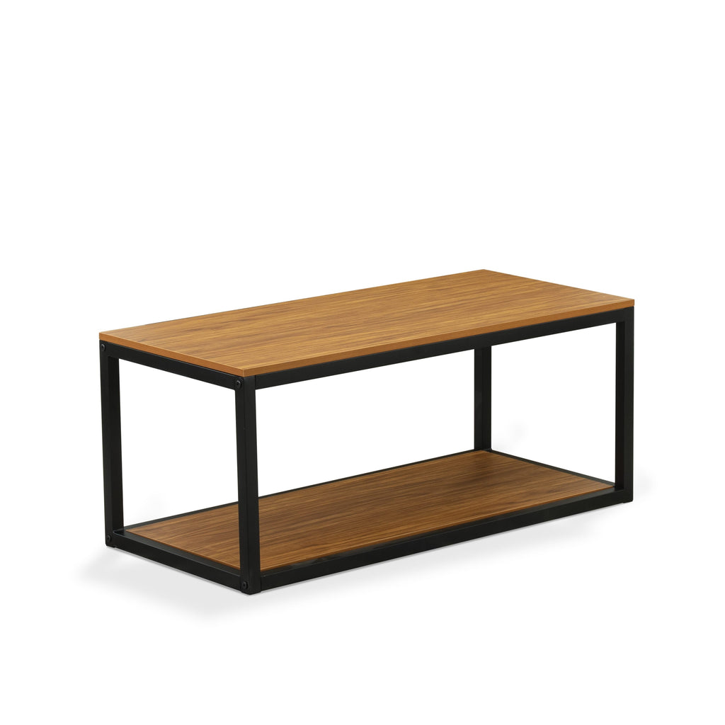 NWCTBPN Norwich Coffee Table - Mid Century 2-Tier Side Table for Bedroom, Black Frame & Wood Laminate