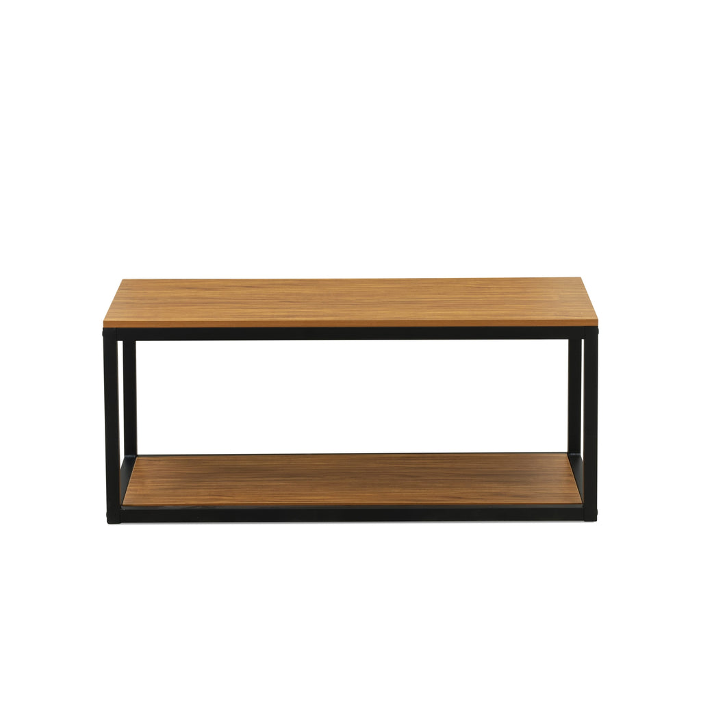 NWCTBPN Norwich Coffee Table - Mid Century 2-Tier Side Table for Bedroom, Black Frame & Wood Laminate