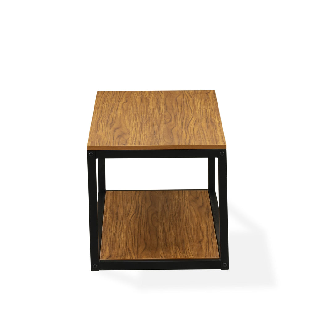 NWCTBPN Norwich Coffee Table - Mid Century 2-Tier Side Table for Bedroom, Black Frame & Wood Laminate