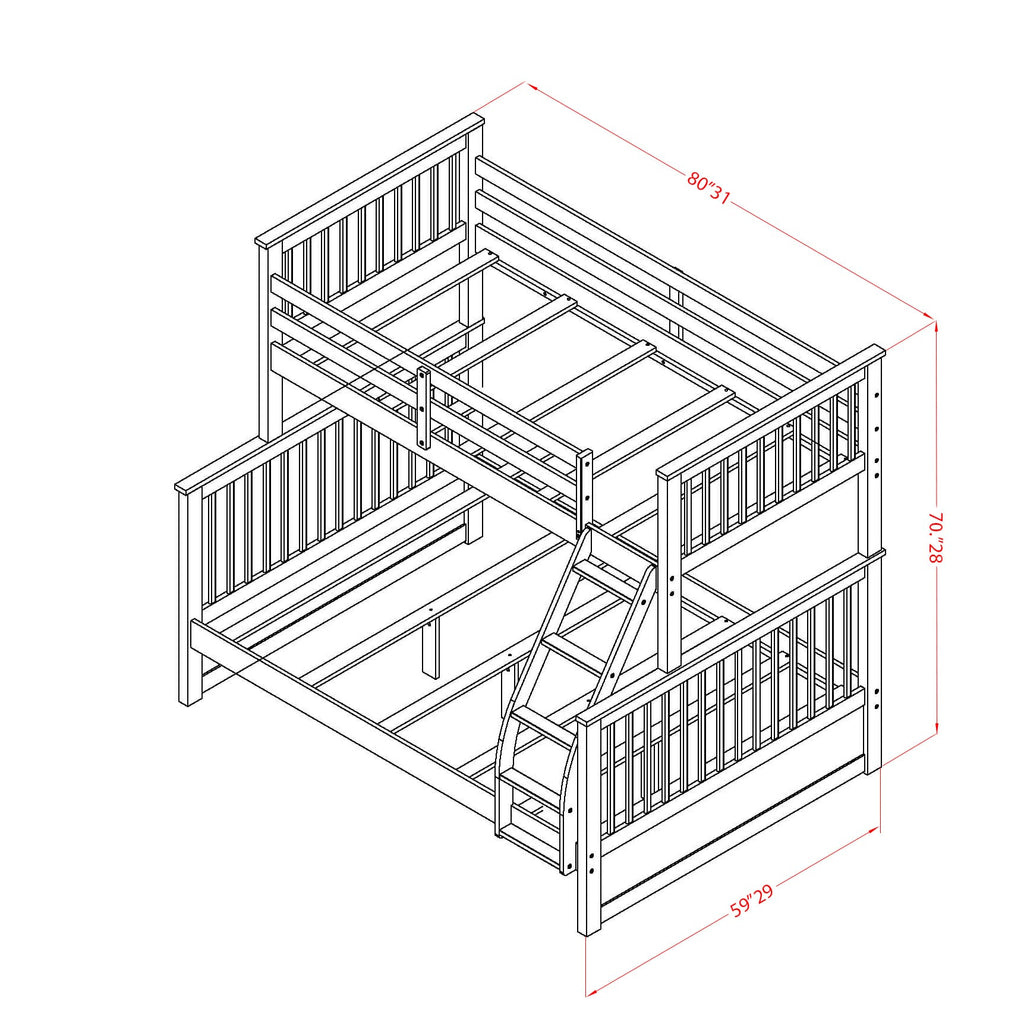 ODB-00-F Dual Size Odessa Bunk Bed Featuring Natural Oak Finish in Twin & Full Sizes