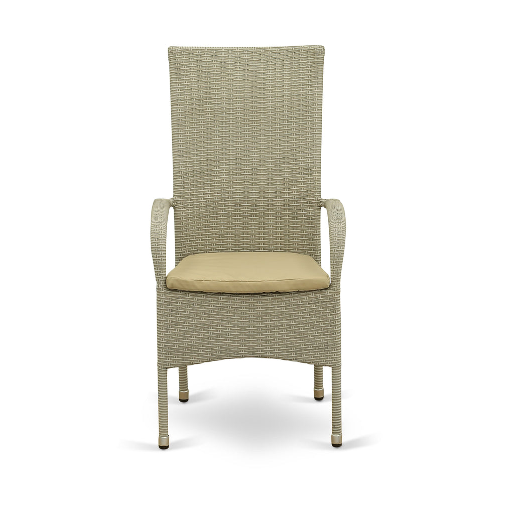 OSLC1A8M Oslo Wicker Dining Chairs with Cushions - Pair in Natural Linen Upholstery for Outdoor Elegance