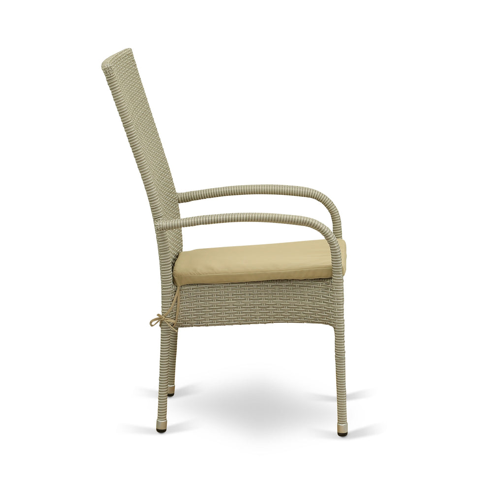 OSLC1A8M Oslo Wicker Dining Chairs with Cushions - Pair in Natural Linen Upholstery for Outdoor Elegance