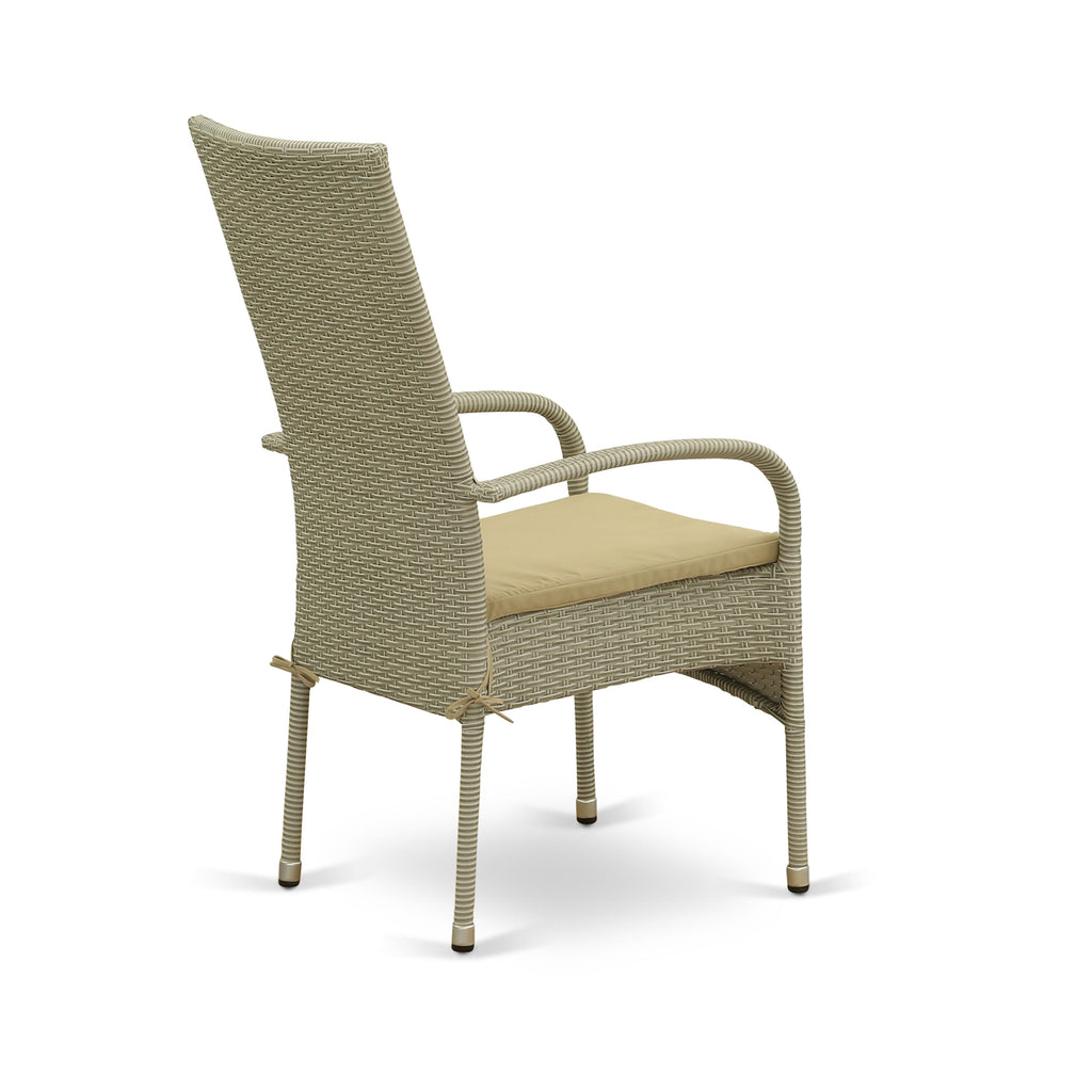 OSLC1A8M Oslo Wicker Dining Chairs with Cushions - Pair in Natural Linen Upholstery for Outdoor Elegance