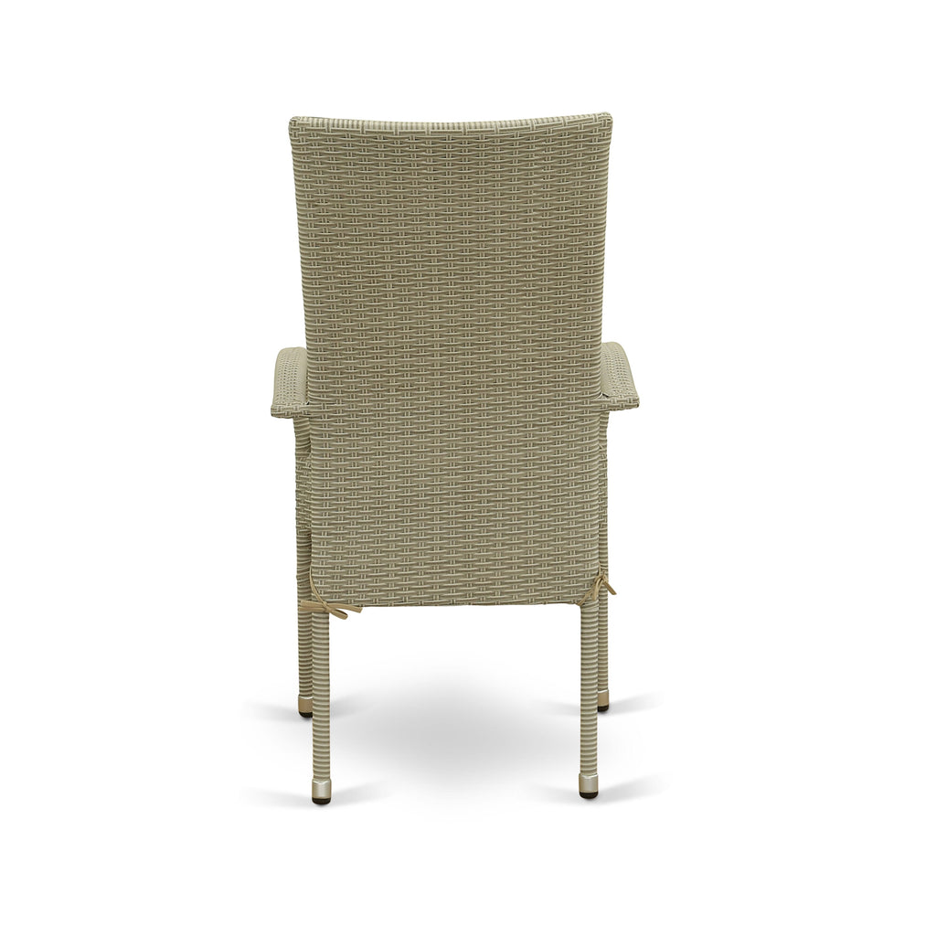 OSLC1A8M Oslo Wicker Dining Chairs with Cushions - Pair in Natural Linen Upholstery for Outdoor Elegance