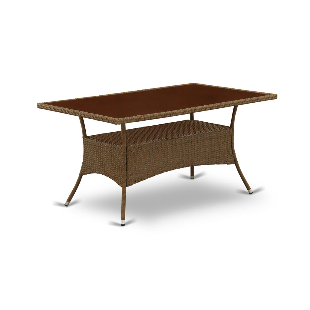OSOS5-T17 5-Piece Outdoor Chat Set Glass Top Table & Cushioned Balcony Chairs, 36x60 Inch