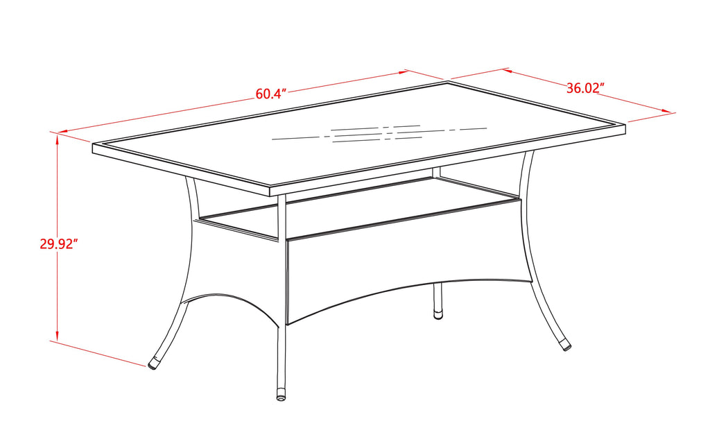 OSOS5-T17 5-Piece Outdoor Chat Set Glass Top Table & Cushioned Balcony Chairs, 36x60 Inch