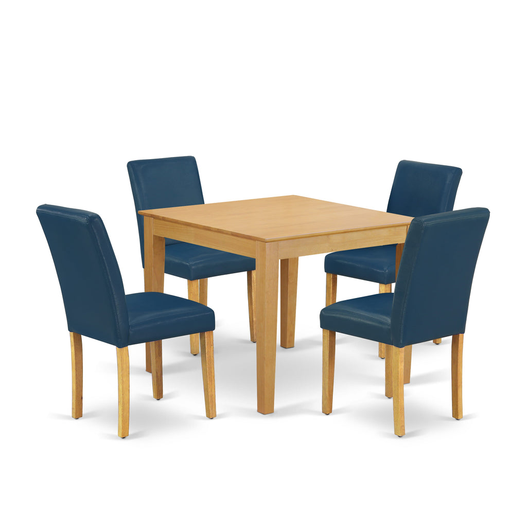 OXAB5-O7V-CY Oak Square Table Set with Oasis Blue Chairs - 5 Piece Dining Collection, 36