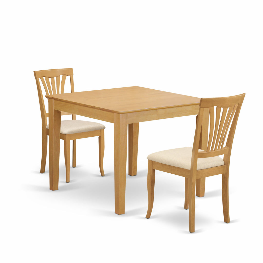 OXAV3-6EB-6 Charming Compact Dining Set Square Table & Cozy Fabric Chairs, Elegant Oak Finish