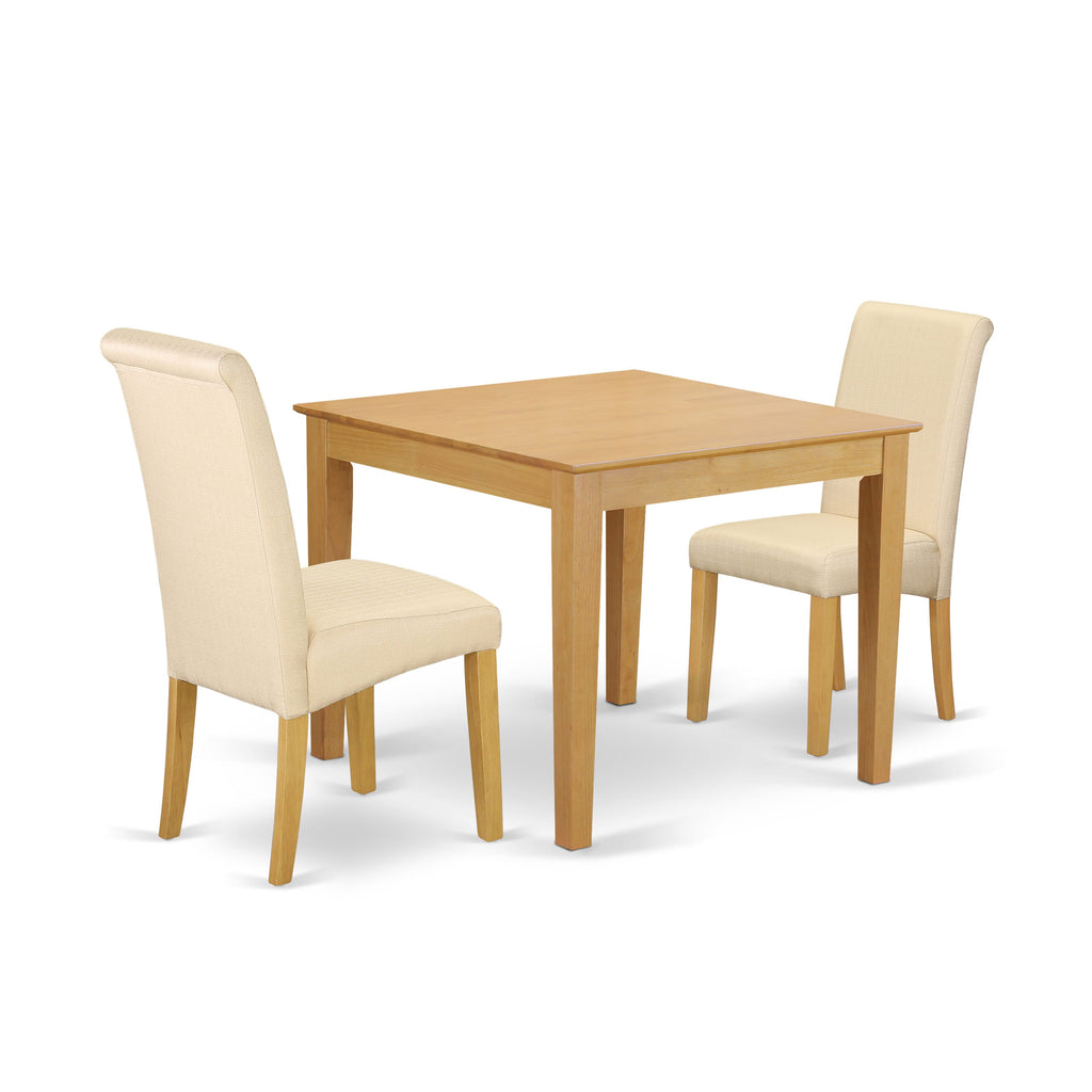 Enjoy a Cozy Dining Experience with OXBA3-62O-ST 3-Piece Set - Square Table & 2 Linen Chairs