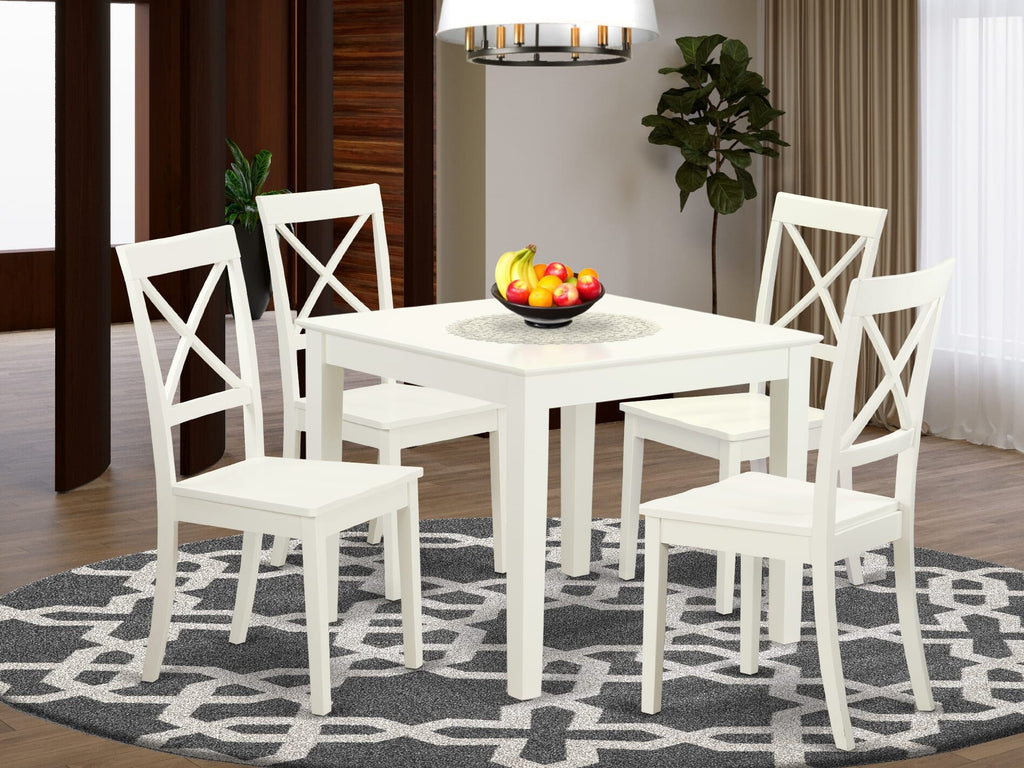 OXBO5-JST-9 5-Piece Contemporary Dining Set with Square Table and Four Chairs, 36 Wooden Surface, in Linen Tint