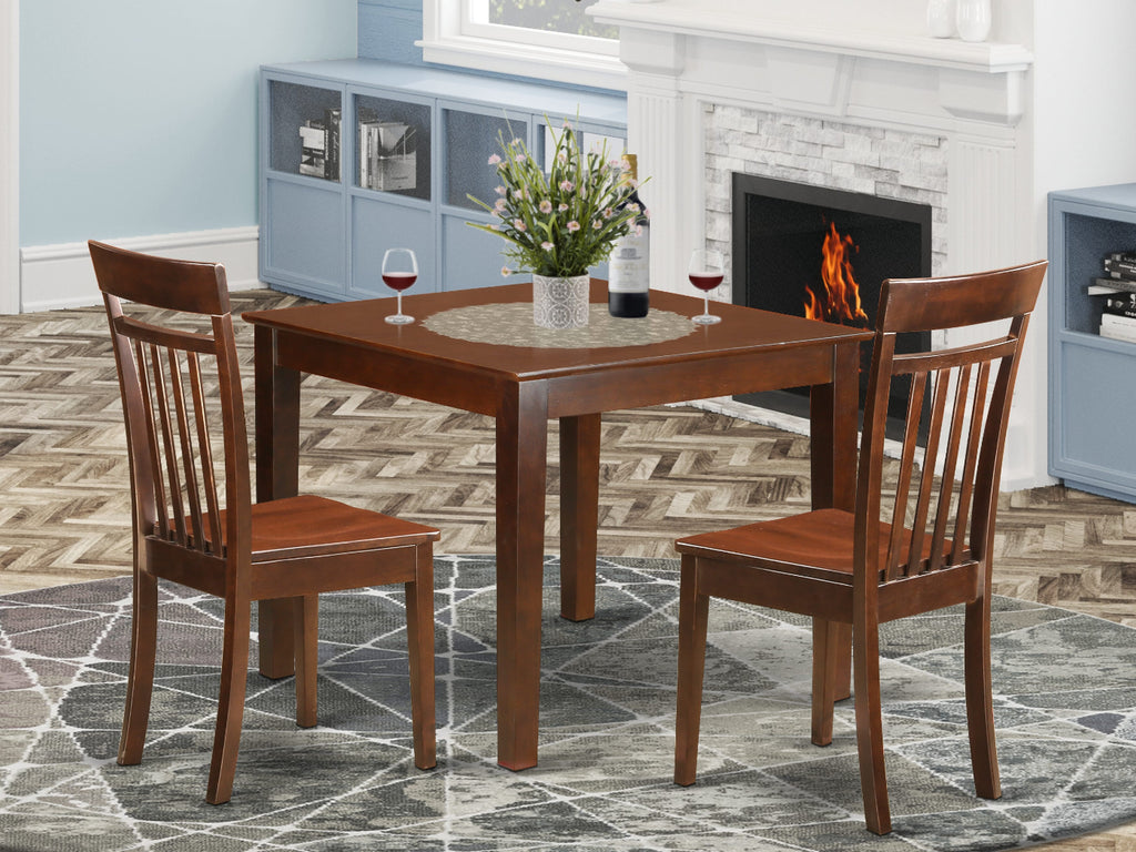OXCA3-DHL-L 3-Piece Compact Dining Set with Solid Wood Chairs and Table for Cozy Spaces, 36x36 Mahogany